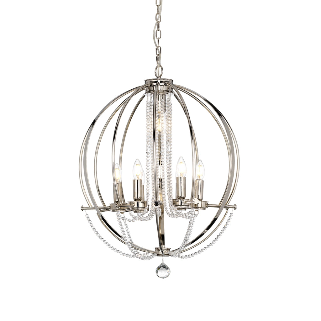 Lampadario a sfera nichel Ø61 Cassie 6xE14 Elstead