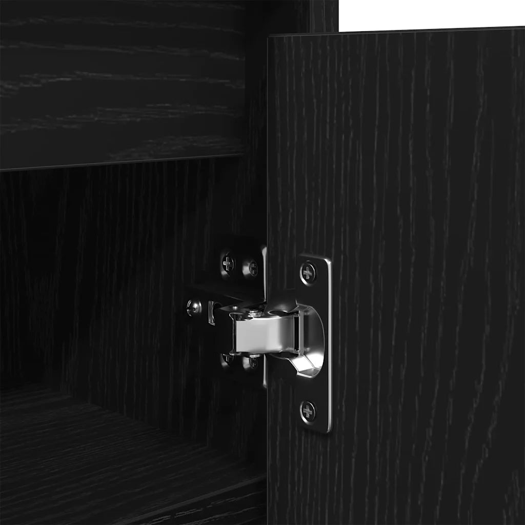 Scarpiera-Scaffale per scarpe Rovere Nero 57x34x76 cm in Legno Multistrato