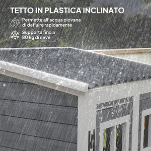 Armadio Porta Attrezzi da Esterno 91x69x185-192H cm Tetto inclinato in Plastica in Legno Grigio