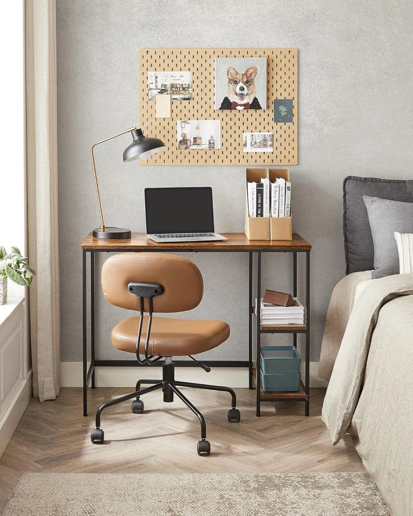 VASAGLE Scrivania per Computer, Scrittoio, 100 x 50 x 76 cm, Moderno, Tavolo da Lavoro, per Ufficio Camera da Letto Soggiorno, Marrone Vintage e Nero Inchiostro LWD046B01