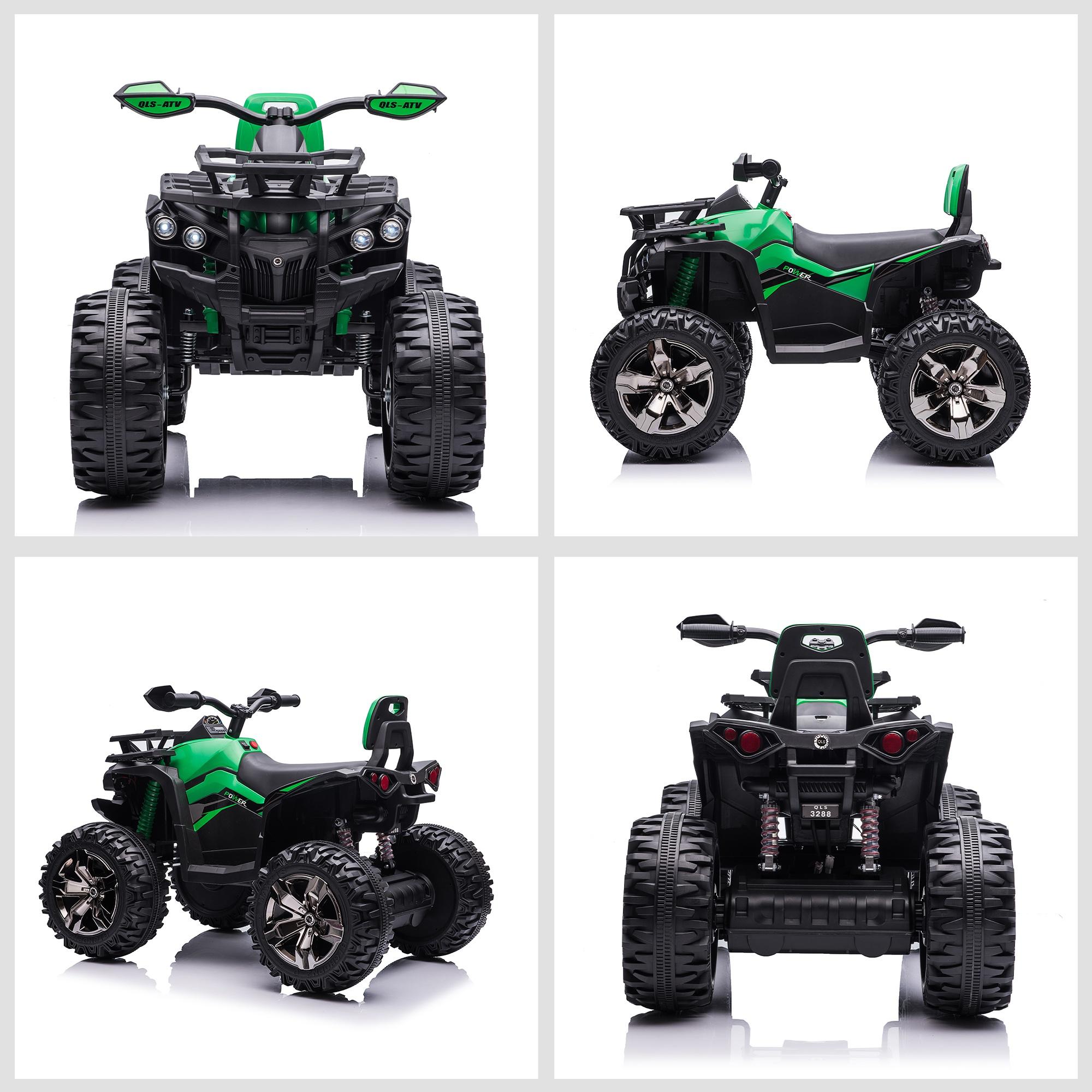 Quad per Bambini Elettrico 12V con Fari e Batteria Ricaricabile, Età 3-5 Anni, 100x65x73cm, Verde