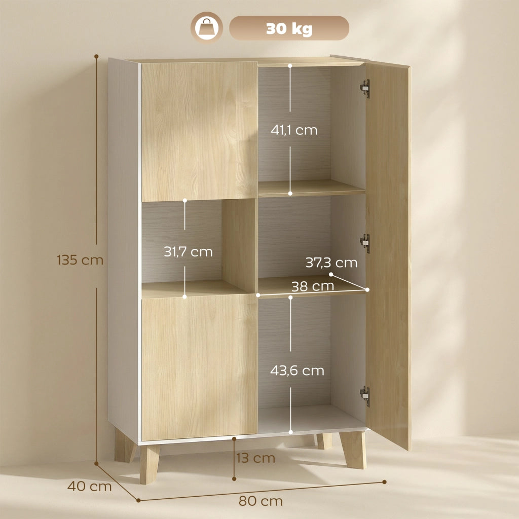 Buffet ¨C zephmum ¨C bianco e legno naturale, 80x40x135cm