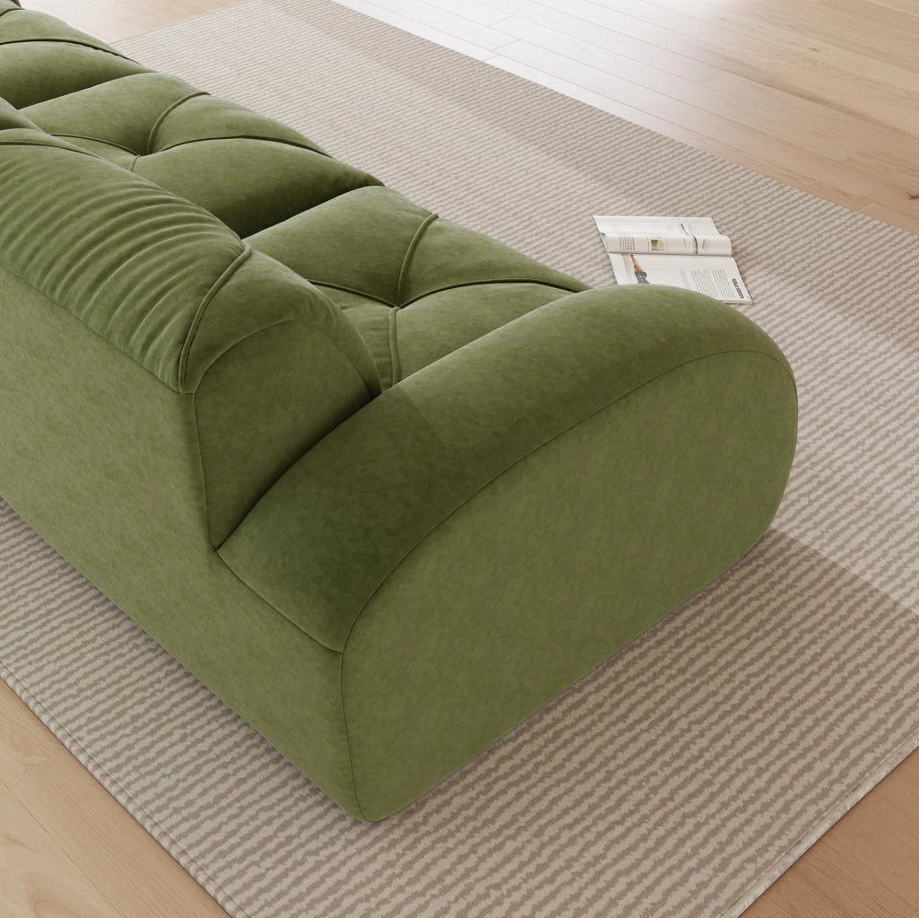 Divano modulare in ciniglia verde 358x171 cm HOMVRA