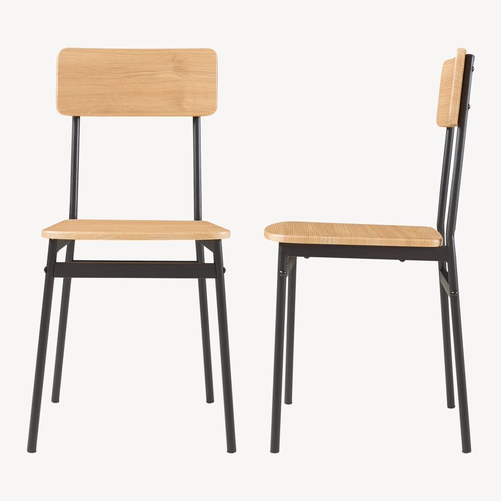 Set da Pranzo Pollenev Tavolo con Piano 100x70 cm e 4 Sedie - Effetto Rovere / Nero [en.casa]