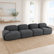 Divano angolare modulare 4 posti 388x103x70 cm in tessuto di velluto a coste grigio