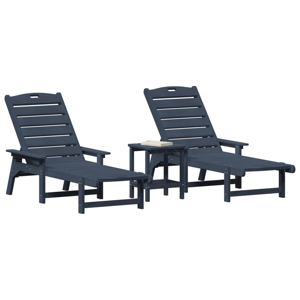 Set da Giardino  3 Pezzi Blu Navy HDPE