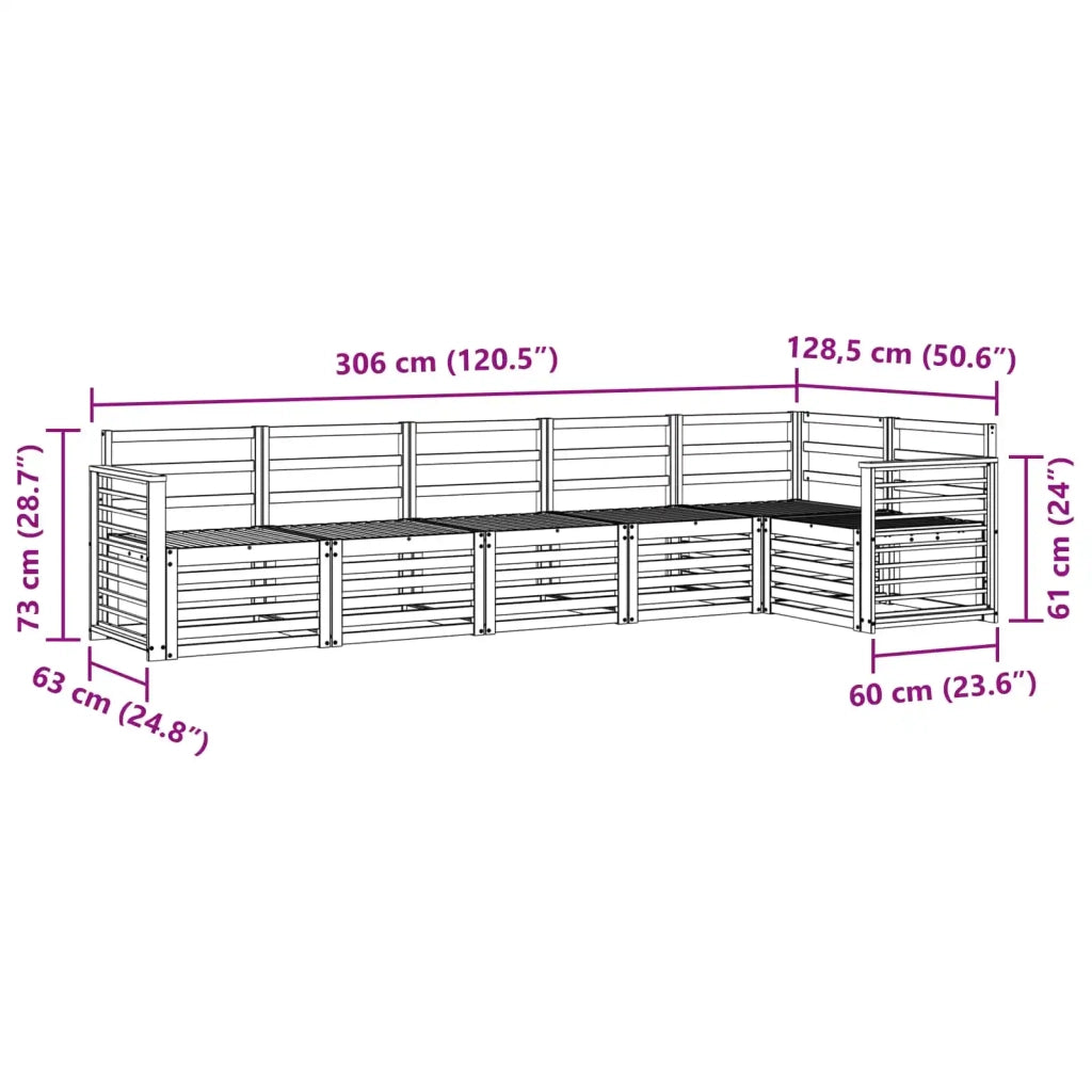Set divani 6 pcs Naturale Legno di Acacia Massello 3374899