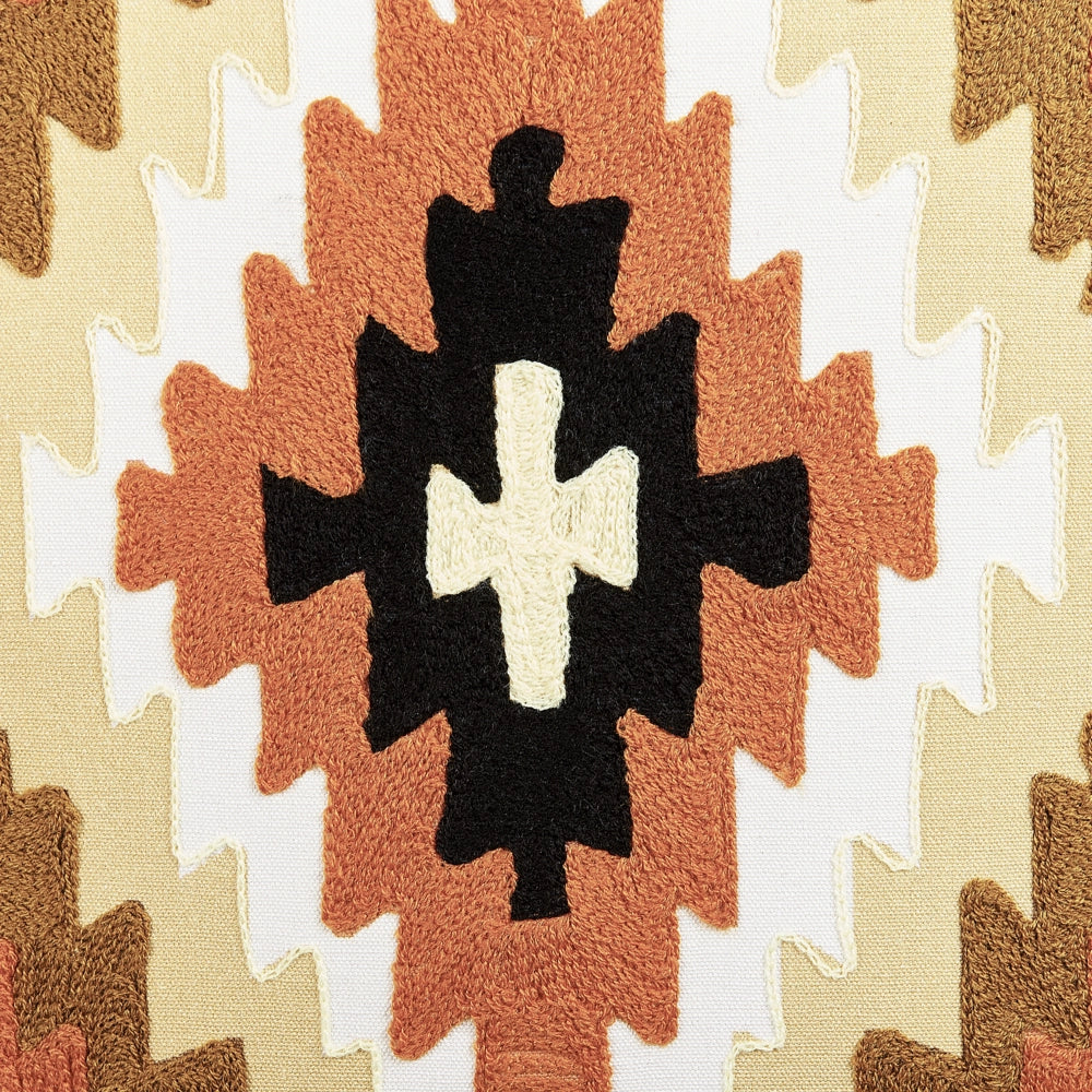Set di 2 cuscini decorativi in cotone multicolore 50 x 50 cm motivo geometrico ricamato a mano sfoderabile con imbottitura in stile boho