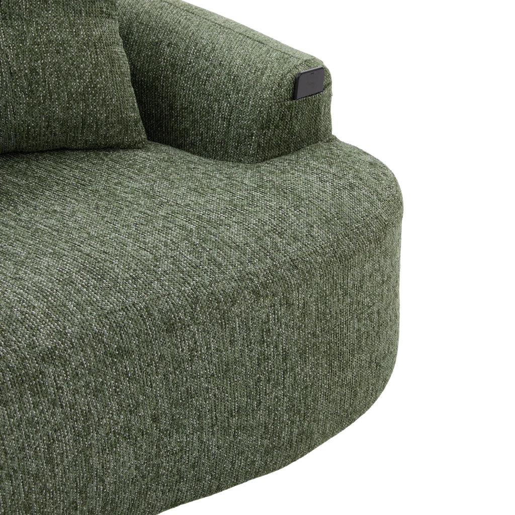 Divano dritto a 2 posti in ciniglia con seduta profonda; schiuma e molle insacchettate; verde 164 Ã— 92 Ã— 60 cm