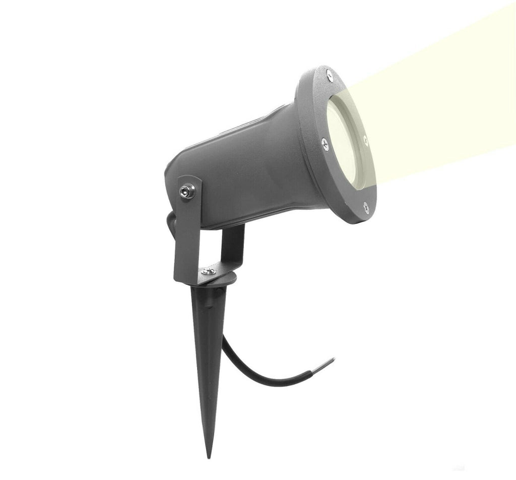 FARETTO PICCHETTO ORIENTABILE DA GIARDINO LAMPADINE GU10 IP65 IMPERMEABILE Grigio LUCE MULTICOLOR