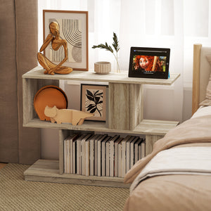 Tavolino da Caffè Moderno a S con 3 Ripiani per Soggiorno 90x30x61 cm in MDF Color Legno