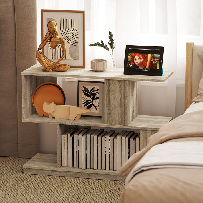 Tavolino da Caffè Moderno a S con 3 Ripiani per Soggiorno 90x30x61 cm in MDF Color Legno