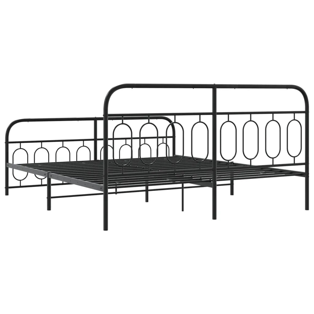 Giroletto con Testiera e Pediera-Struttura Letto Metallo Nero 183x213 cm 407325