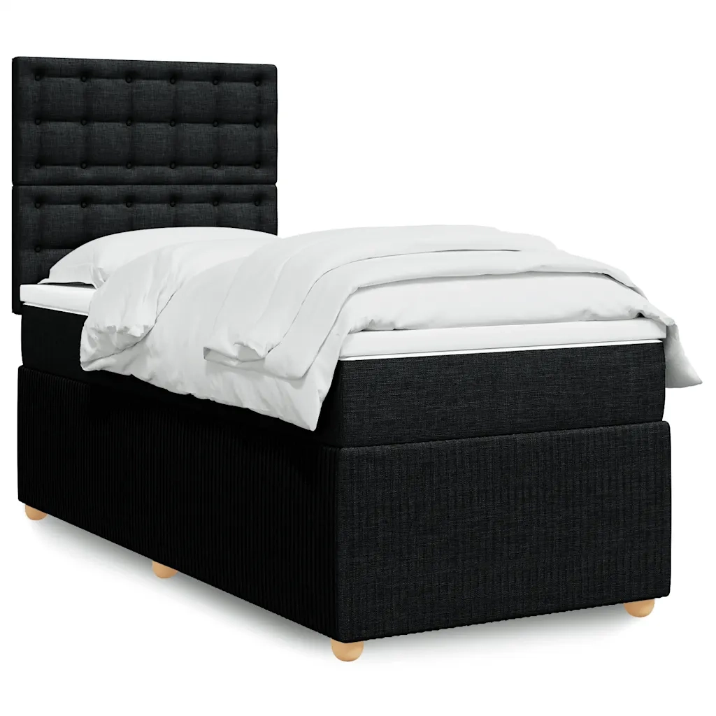 Giroletto a Molle con Materasso Nero 90x200 cm in Tessuto 3291955