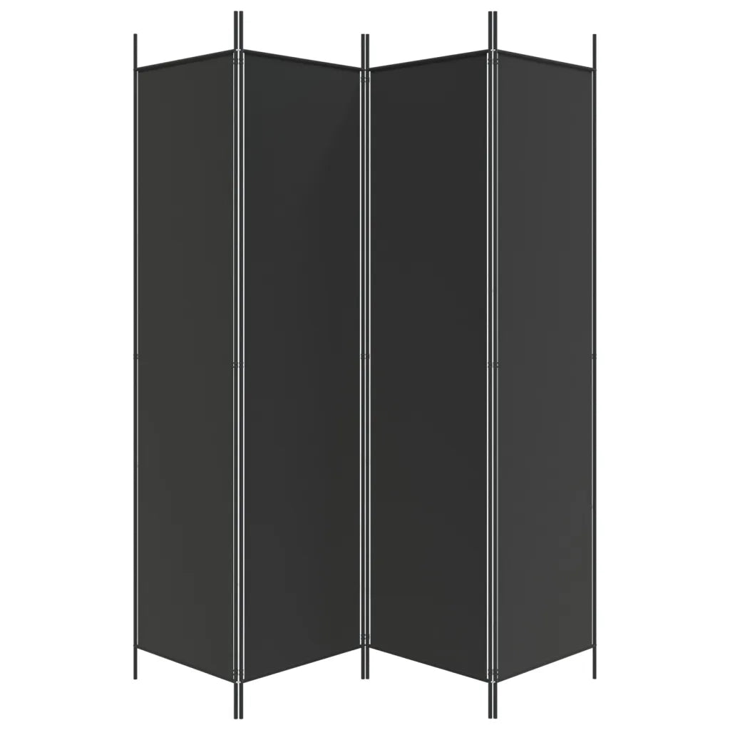 Divisorio a 4 Pannelli Nero 200x200 cm in Tessuto 350185