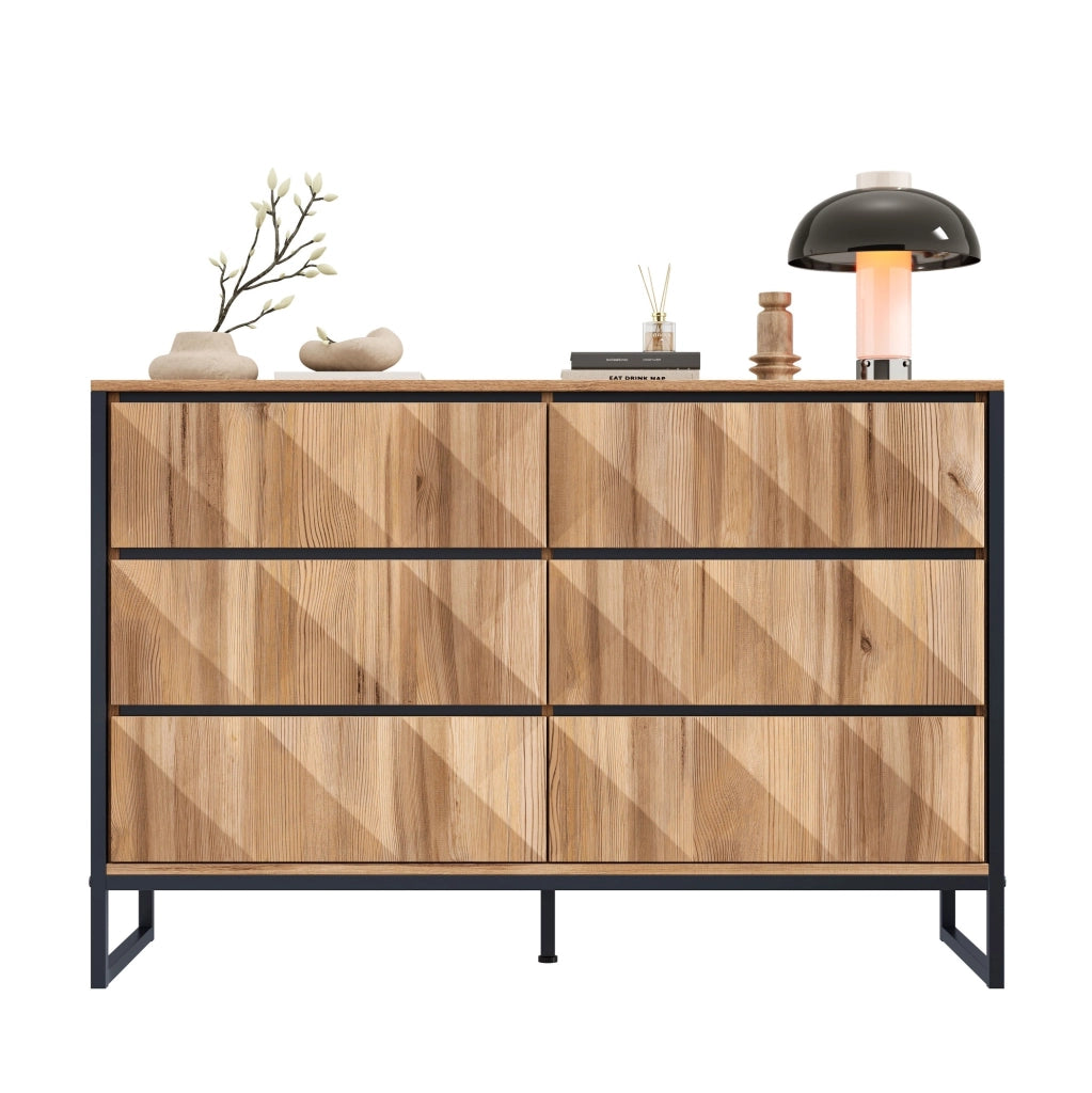 Credenza 120x40x80 cm in truciolare e MDF nero e legno， mobile da ingresso