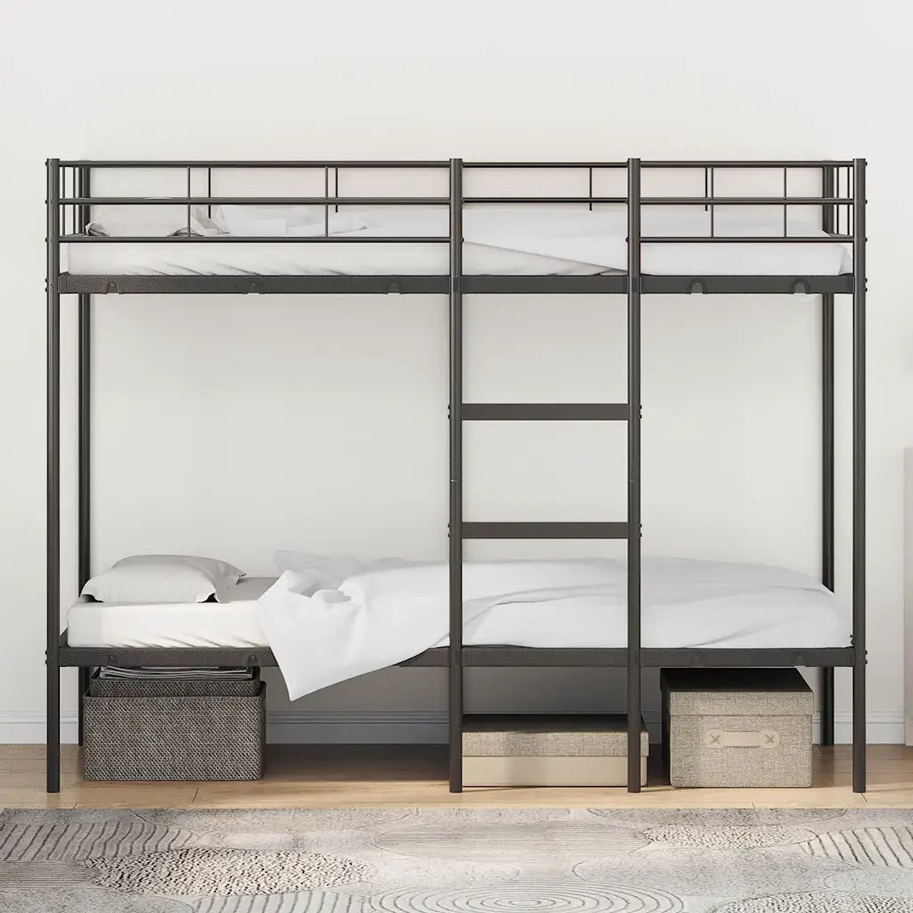 Letto a Castello senza Materasso Nero 100x190 cm in Acciaio 42000323
