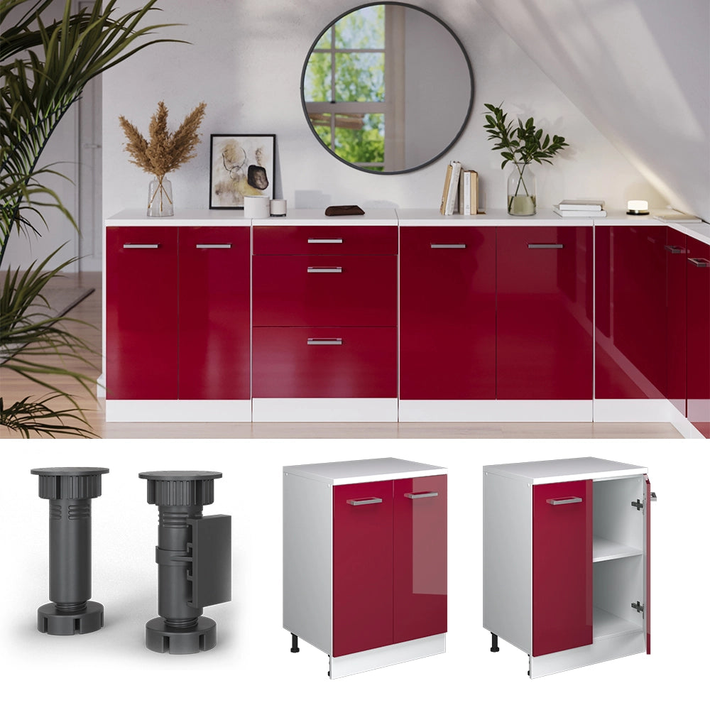 Mobile per mansarda Rion Rosso lucido/Bianco 60 x 83.8 cm senza inclinazione con 2 ante Vicco