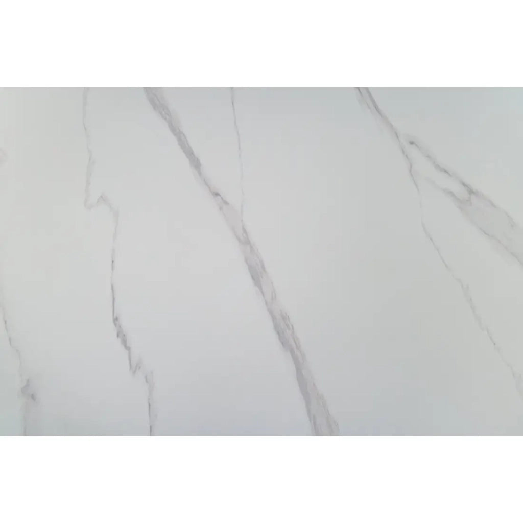 Tavolo da pranzo LUMEA – Rotondo 120 cm – Effetto marmo bianco – Piede centrale largo – Stile contemporaneo