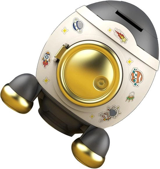 Cassa di Risparmio per Bambini con Oro e Argento - Contenitore per Monete e Oggetti con Coperchio in Tavolo - Modello in Grigio Lussuoso