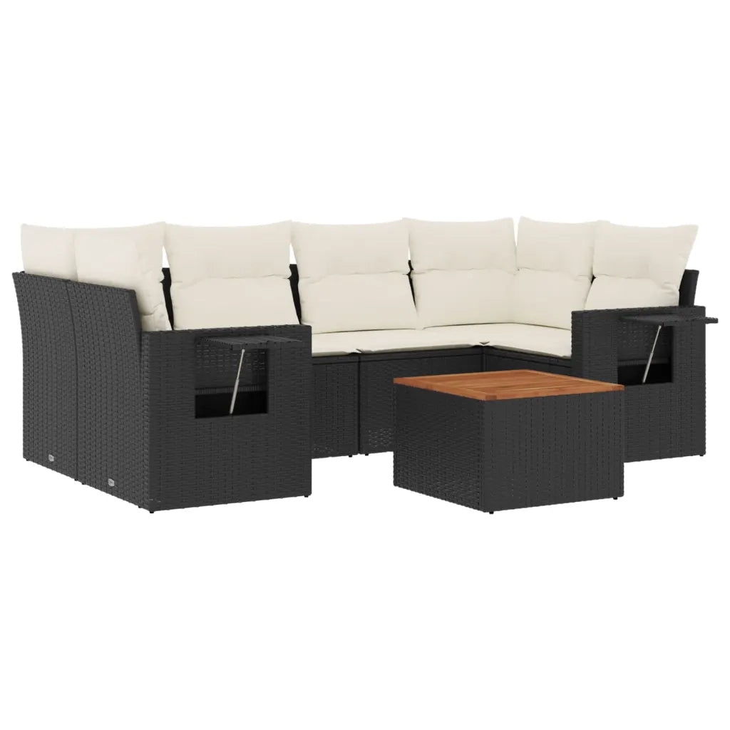 Set Divani da Giardino con Cuscini 7pz Nero Polyrattancod mxl 112926