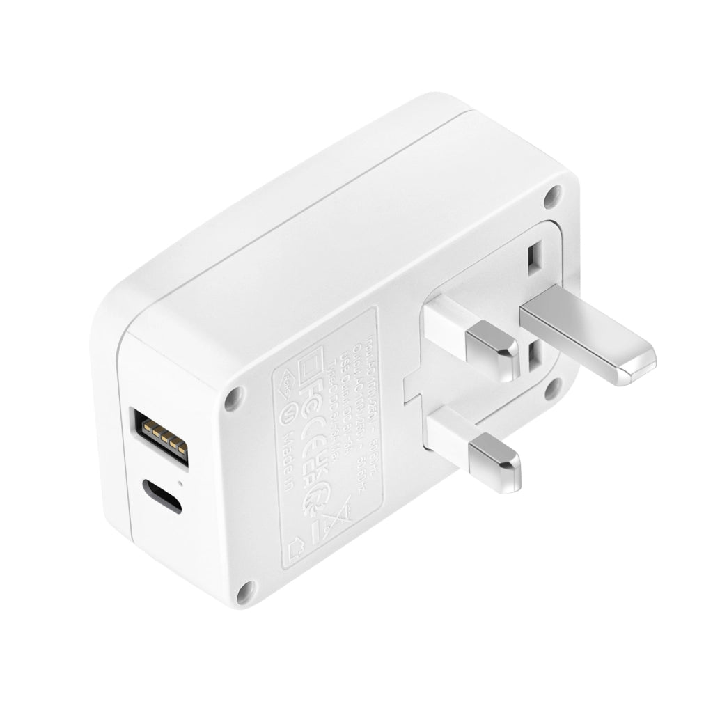 Adattatore Viaggio Regno Unito USB USB C 15W Bianco Akashi