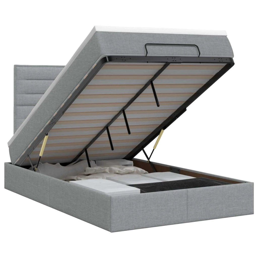 Letto ottomano con materasso Grigio Chiaro 120 x 190 cm Tessuto 3457390