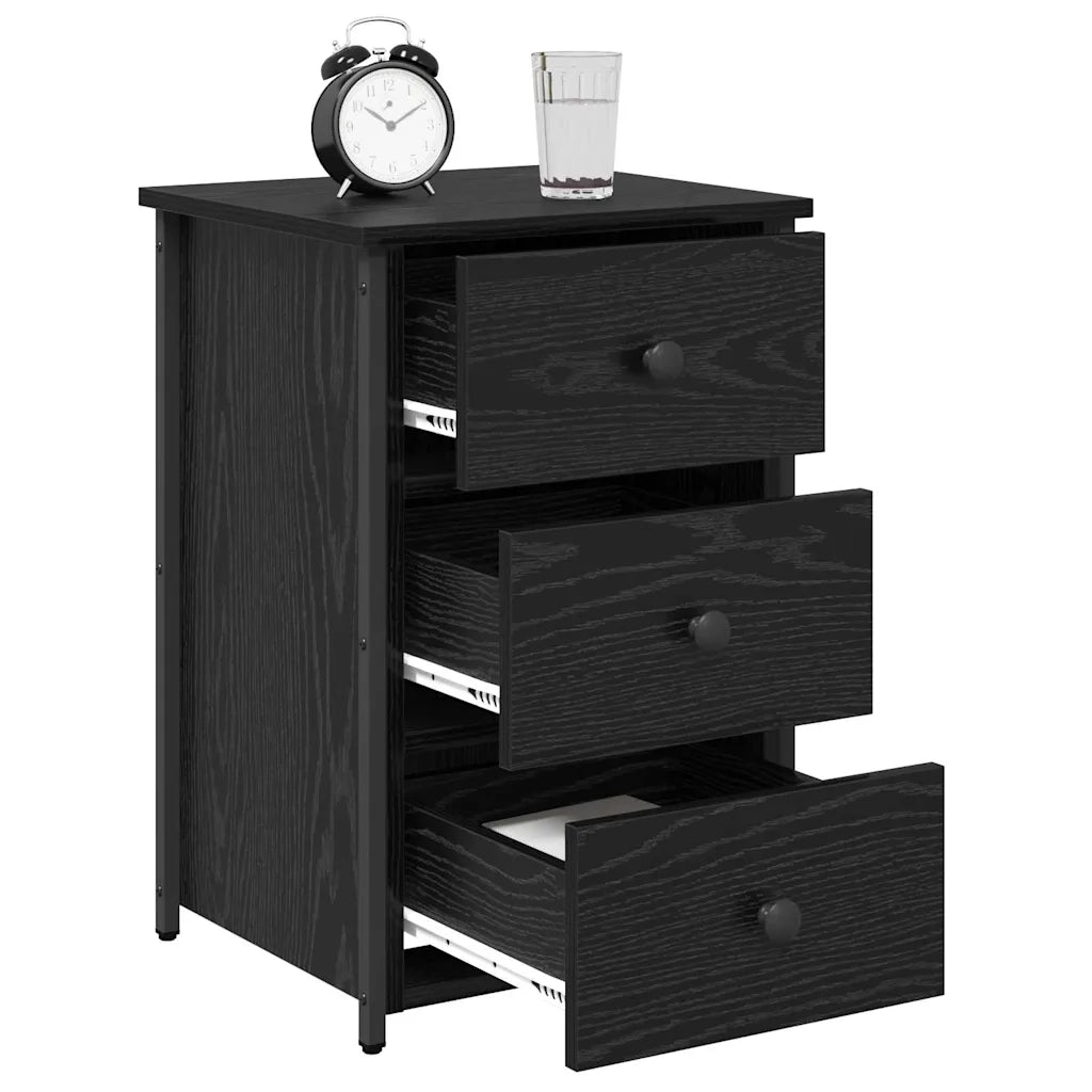 Armadio da Notte con cassetto 2 pcs Rovere Nero 40 x 36 x 60 cm 871262