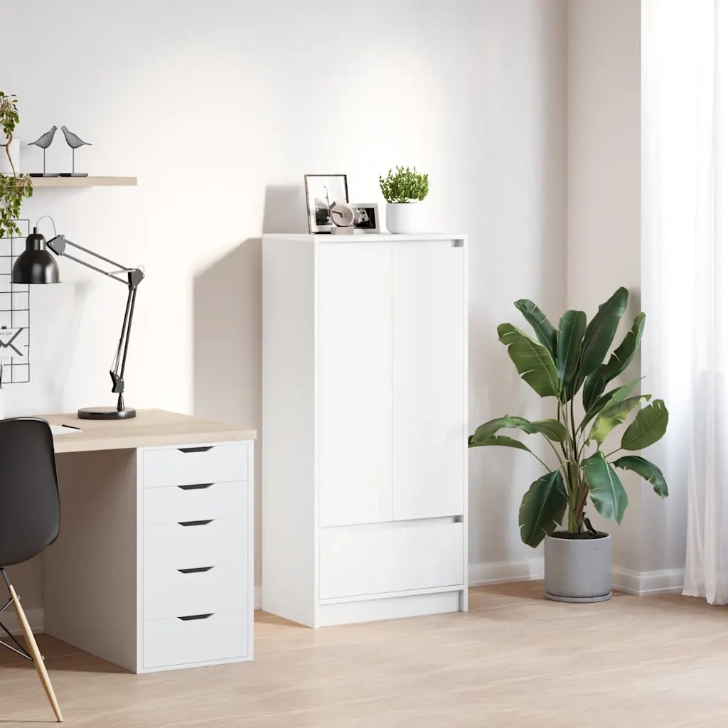 Armadio con Cassetto Bianco 55,5x34x119,5 cm Legno Multistrato CFW6171250