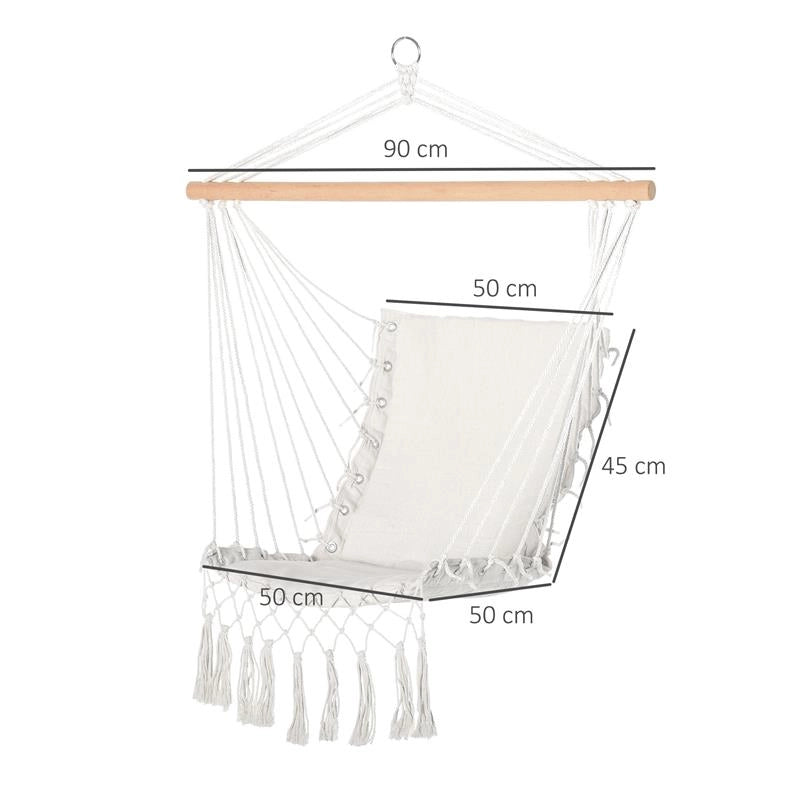 SEDIA SOSPESA A DONDOLO DA INTERNO ED ESTERNO IN TESSUTO CON NAPPE 90X50 CM CREMA