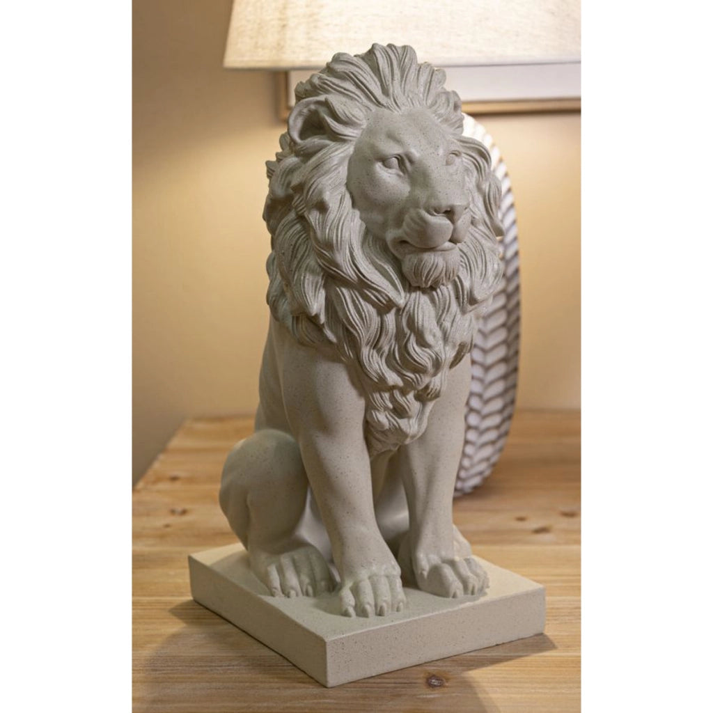 Scultura Leone 3, Beige, Poliresina, 17,5x25x40 cm