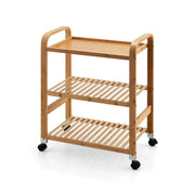 Carrello di servizio a 3 ripiani 58 x 33 x 76 cm con ruote bloccabili design moderno in bambù naturale 20_0020985