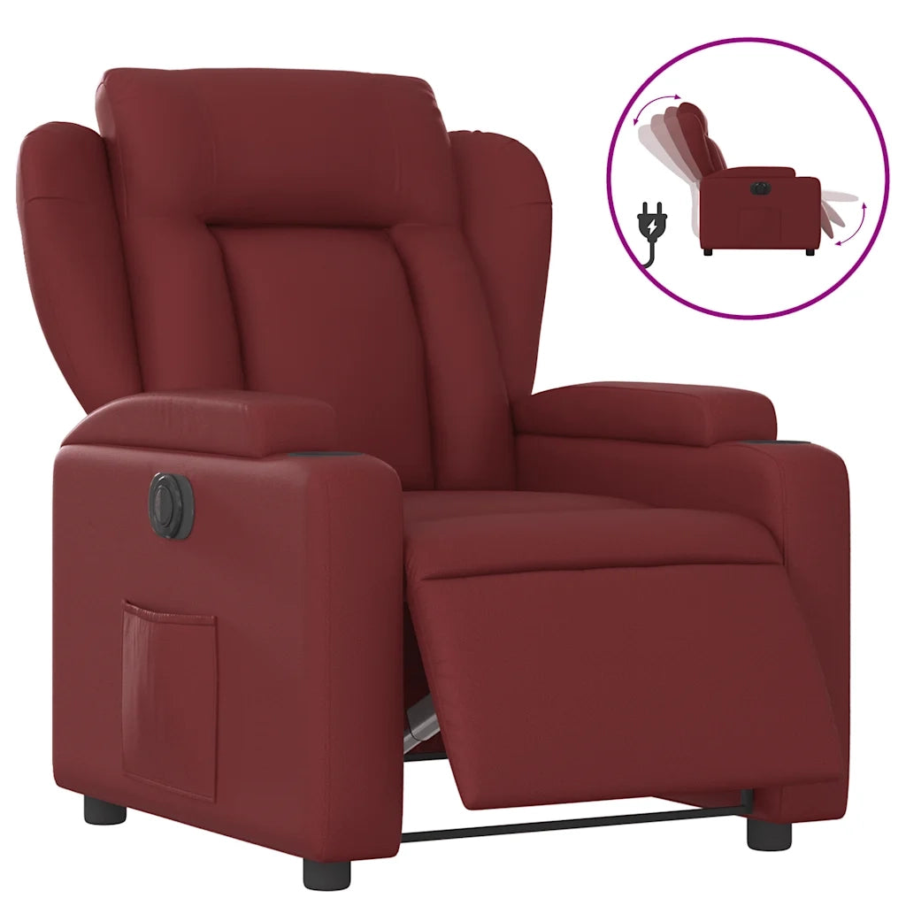 Poltrona Reclinabile Elettrica Rosso Vino in Similpelle 3204534