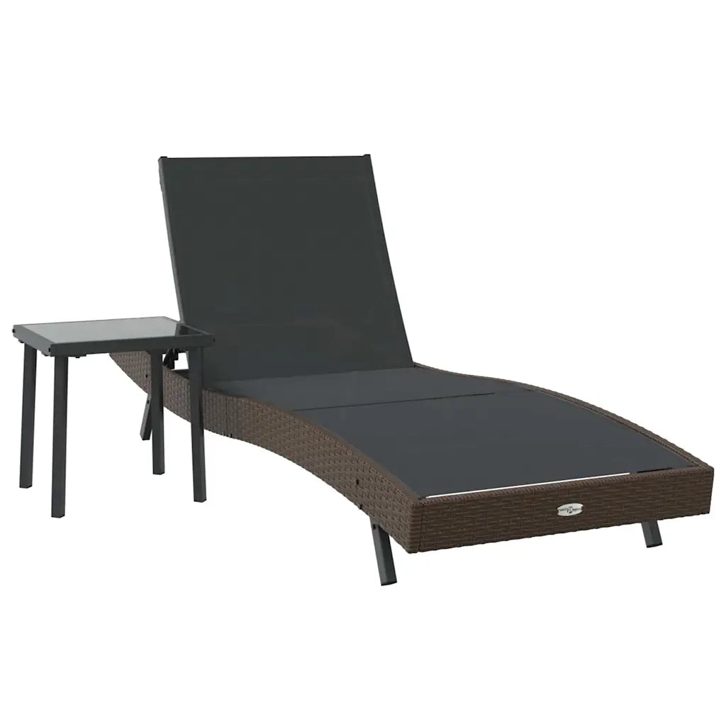 2 pz Lettino Prendisole | Sdraio da giardino | Lettino da sole Nero e Marrone polyrattan