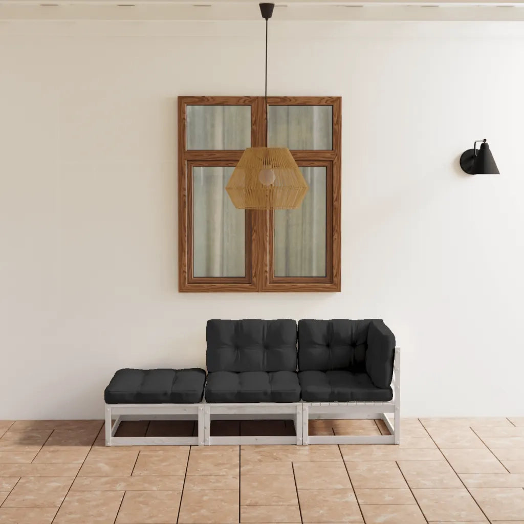 Set Divani da Giardino 3 pz | Set Salotto da Giardino con Cuscini Legno Massello di Pino