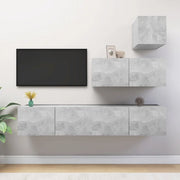 Set di Mobili Porta TV 4 pz Grigio Cemento in Legno Multistrato 3079156