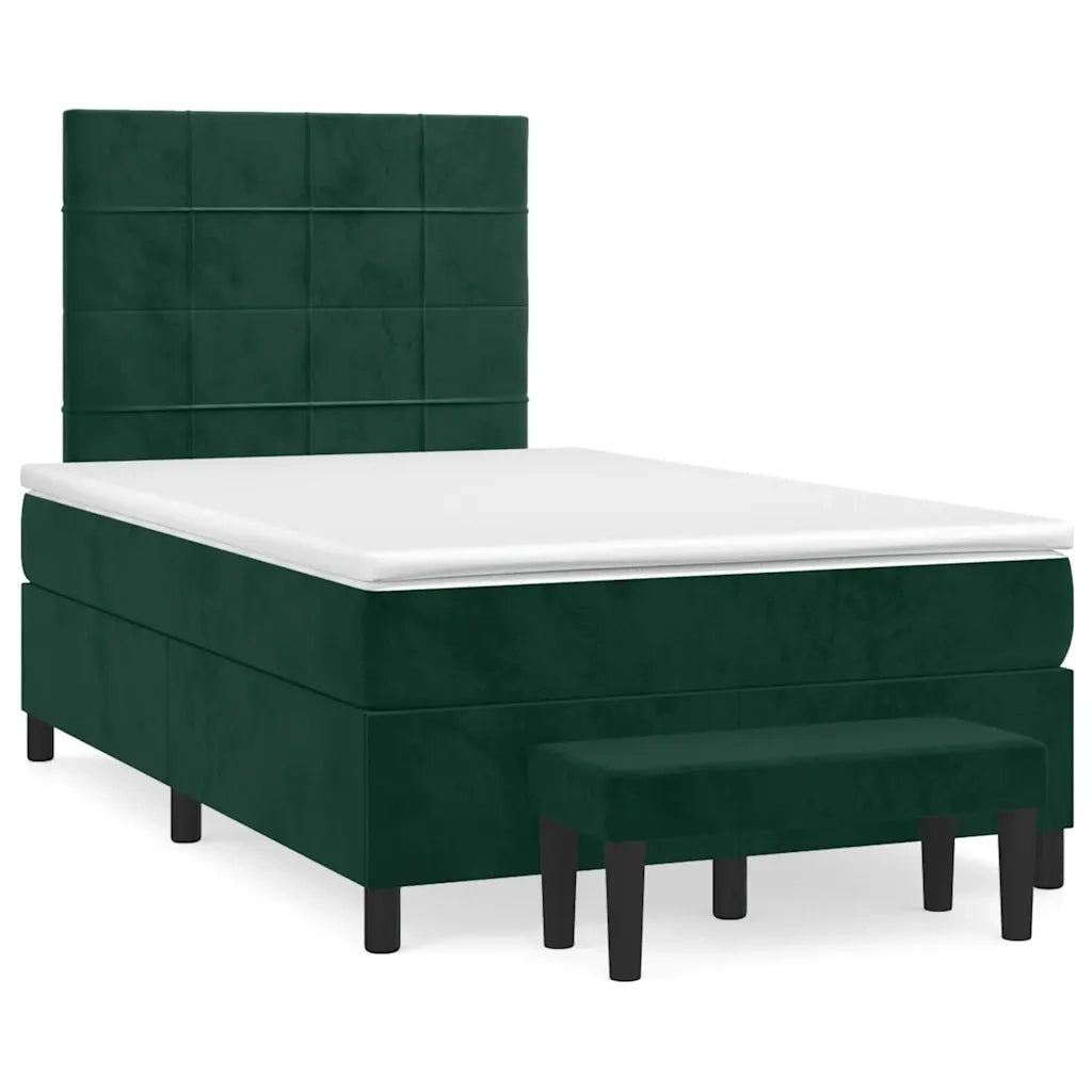 Giroletto a Molle con Materasso Verde Scuro 120x200 cm Velluto 3137836