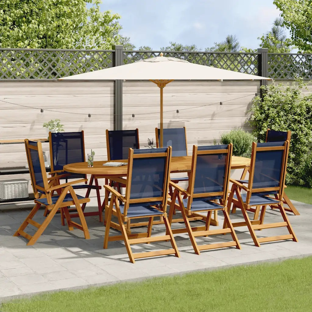 Set Pranzo da Giardino 9pz Legno Massello di Acacia e Textilene 3279305