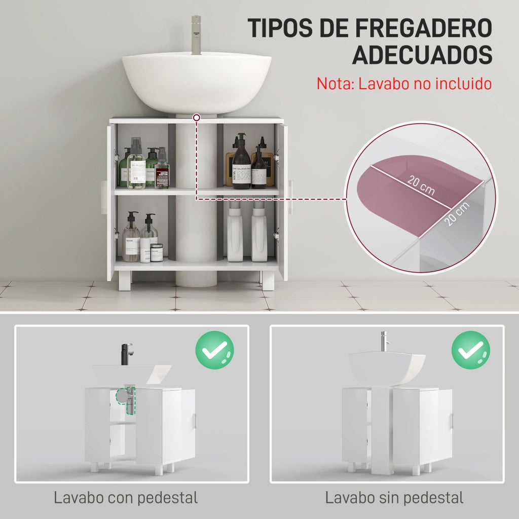 Mobile Sottolavabo con 2 Ante e 2 Ripiani ¨C Xylo ¨C Bianco 60x35x60 cm
