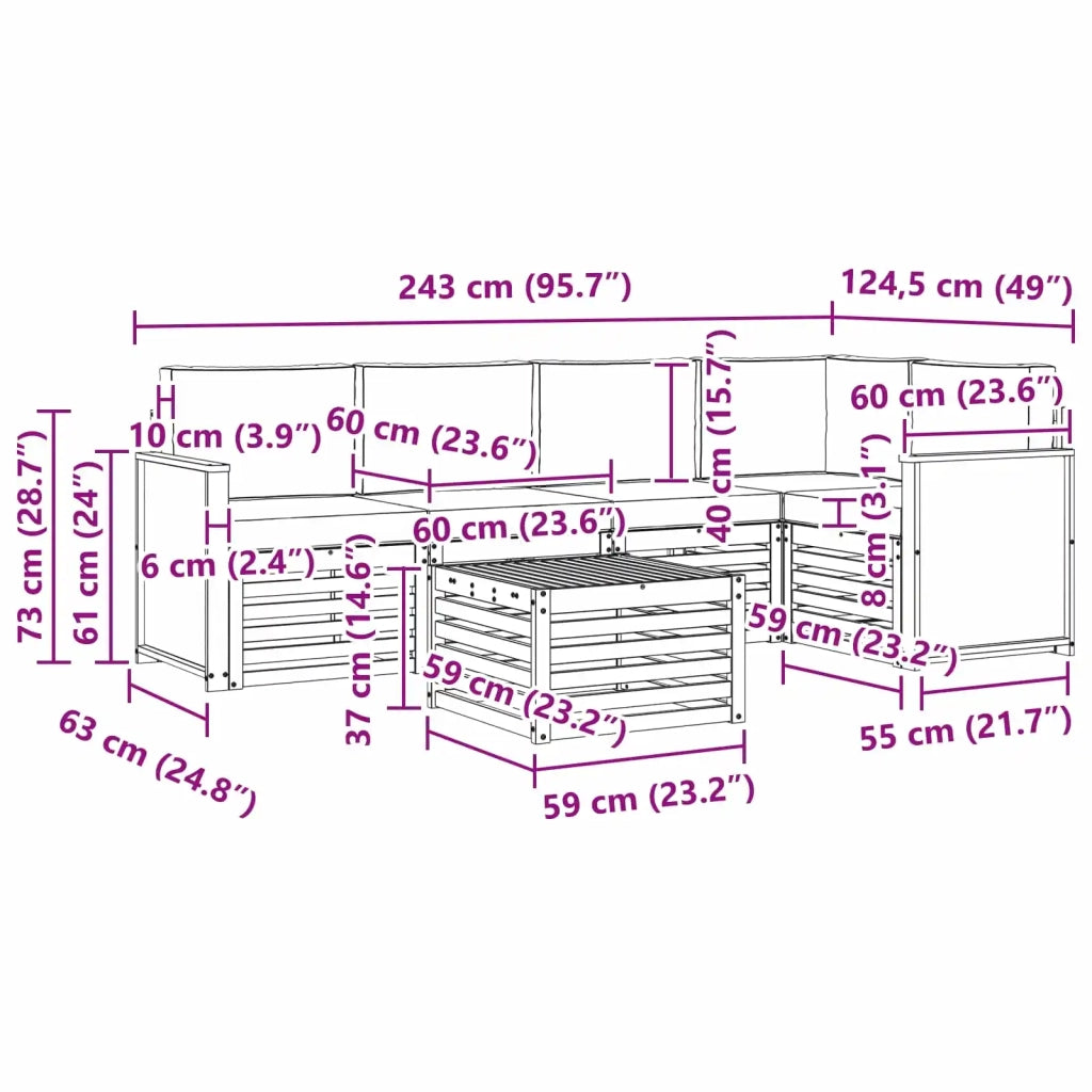 Set divano sezionale con cuscino 5 pcs Naturale e Grigio Chiaro 3384372
