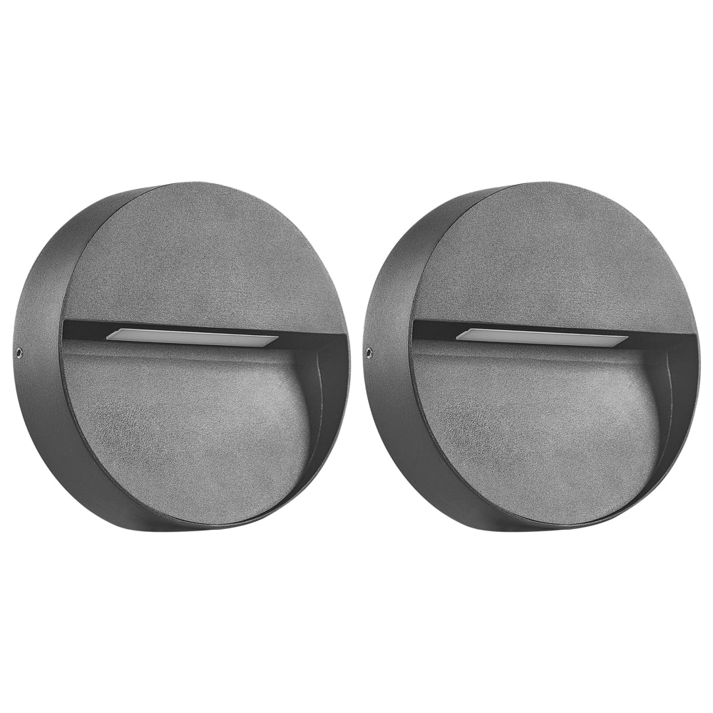 Set di 2 lampade da parete con LED in metallo di colore nero stile moderno contemporaneo