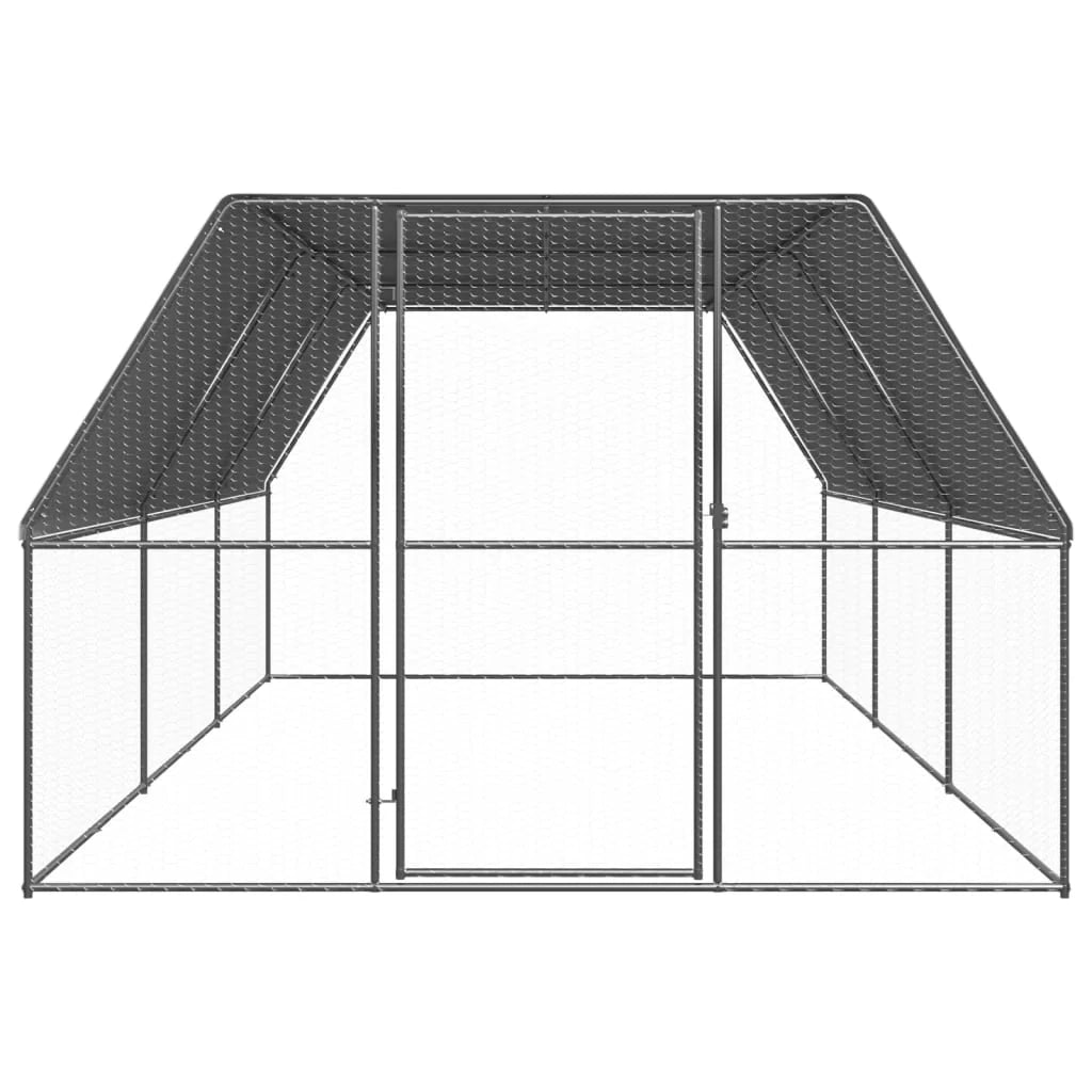 Pollaio/recinto/gabbia per polli da esterno 3 x 6 x 2 m acciaio zincato argento 02_0044014