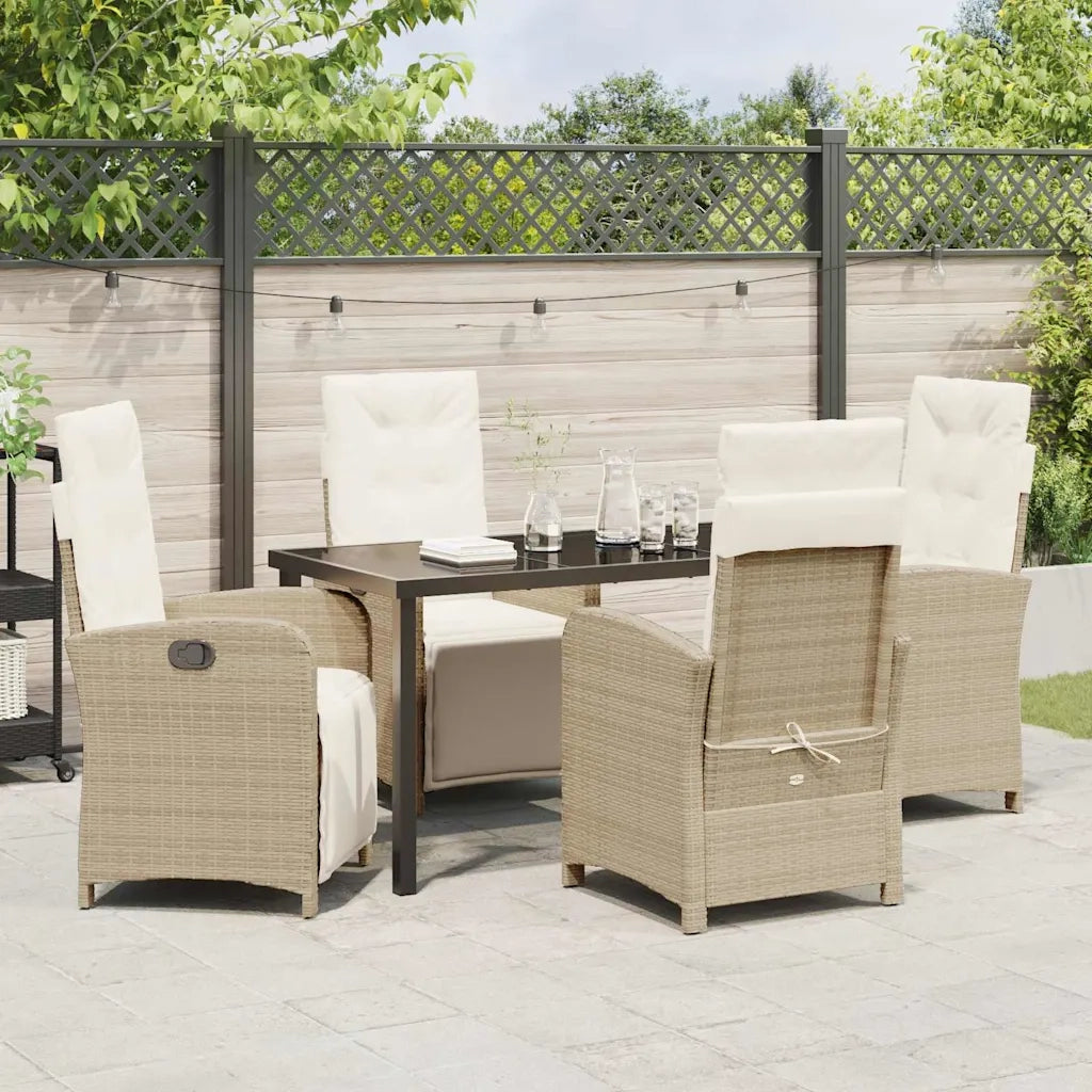 Set da Pranzo per Giardino con cuscino 5 pcs Beige polyrattan 3380332