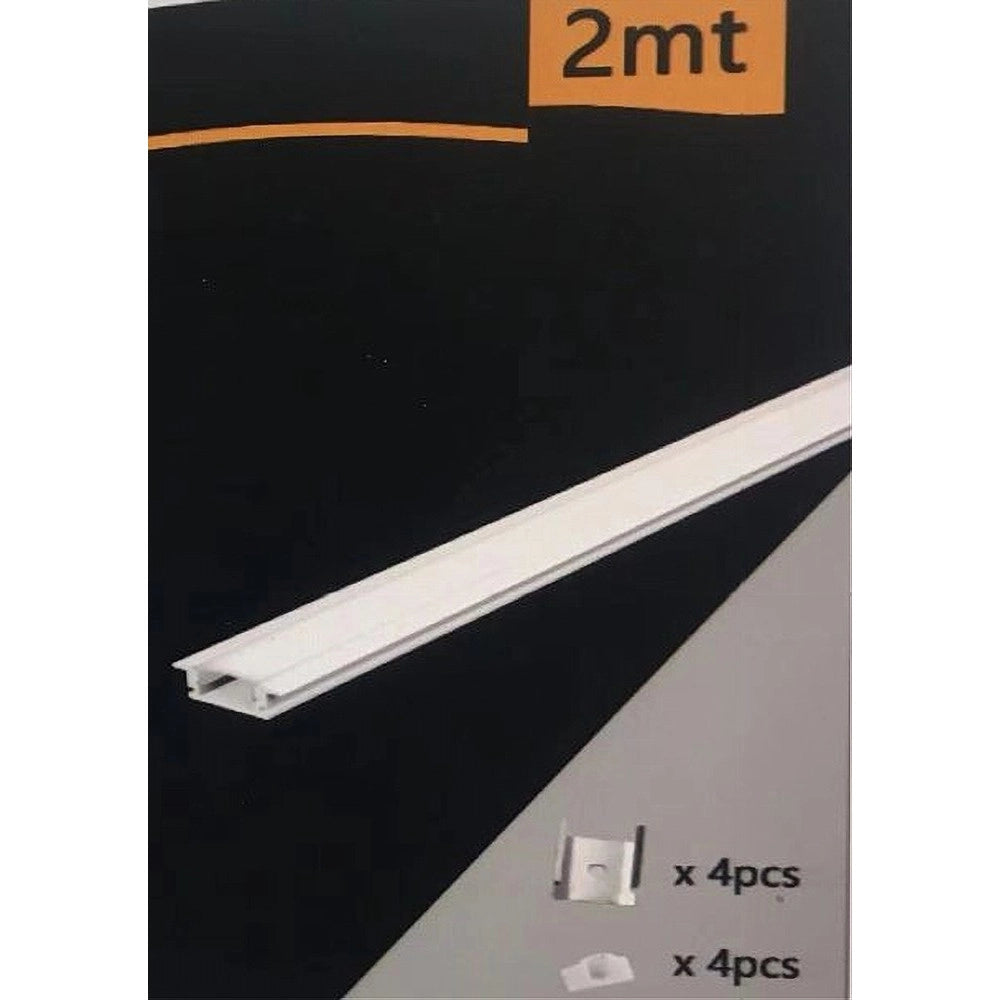 Trade Shop - Profilo In Alluminio Da 2mt Slim Con Copertura Opaca Per Strip Led Strisce Al-02 -