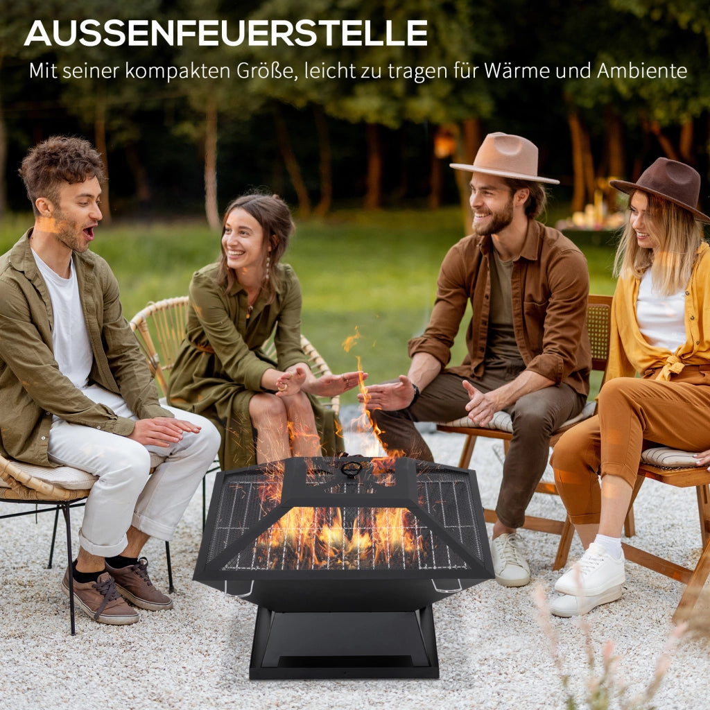 BRACIERE da giardino 45x45x34 cm Acciaio Nero per riscaldare e grigliare