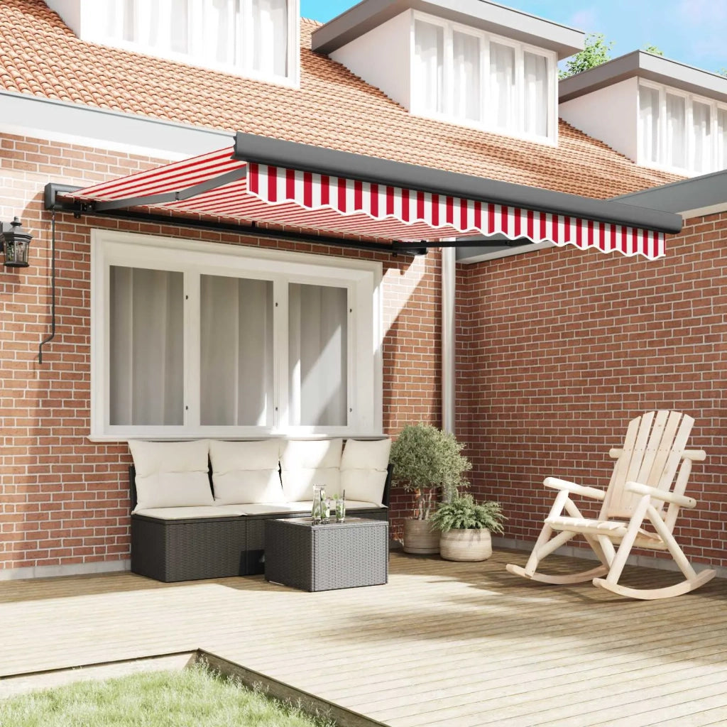 Tenda Retrattile Rosso e Bianco 350 x 250 cm Tessuto e Metallo 3330281