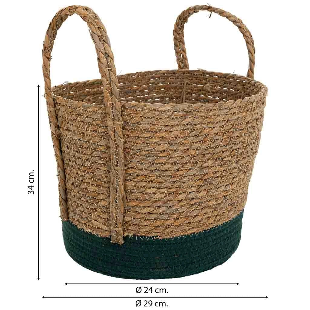 Cesto in fibra naturale e cotone nero D29x24/34