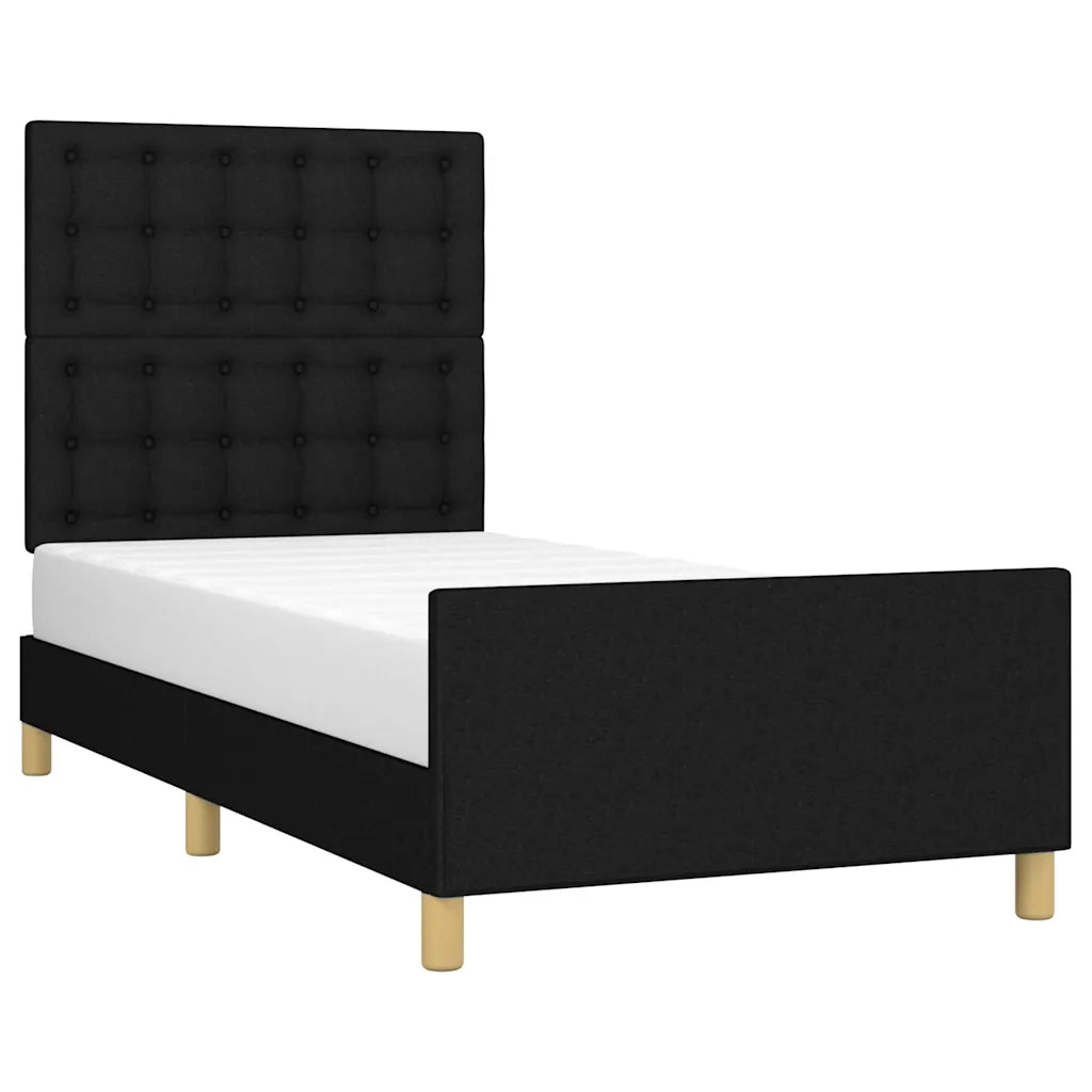Giroletto con Testiera-Struttura Letto con testiera Nero 90x200 cm in Tessuto