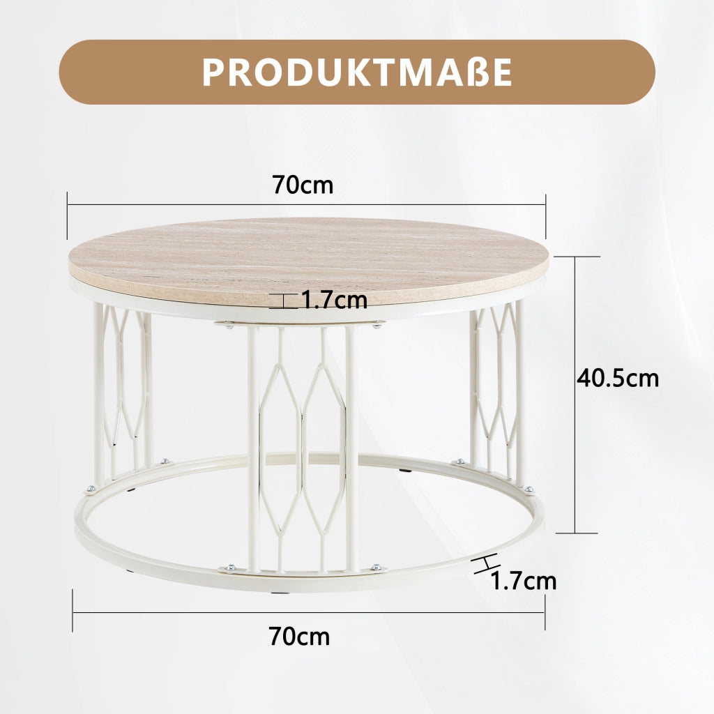 Tavolino da caffè con struttura geometrica in MDF e metallo bianco