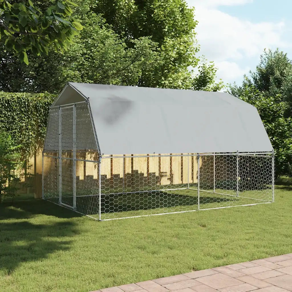 Box per Cani con Tetto e Anta Argento in Acciaio Zincato CFW7963775